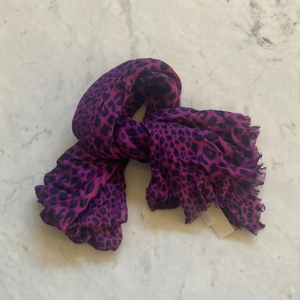 NWT Talbots Vibrant Purple and Navy Animal Print Scarf